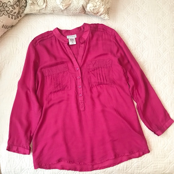 Soft Surroundings Pink Button Down Pop Over Blouse - Picture 10 of 12